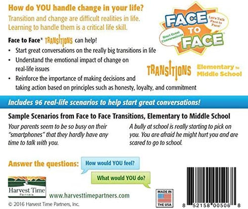 Face to Face Transitions Kids Card Game (Elementary to Middle School Edition) – Communication Development for Important Life Transitions, Ages 10 ...