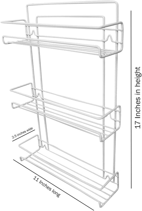 Evelots 3-Tier Spice Rack-Door/Wall Mounted-Sturdy Coated Metal-Up to 18 Bottles...
