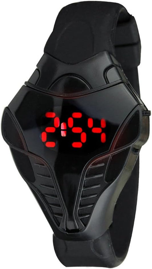FANMIS LED Digital Fashion Cobra Watch Black Silicone Iron Triangle Dial Sports Wrist Watches (Black)...