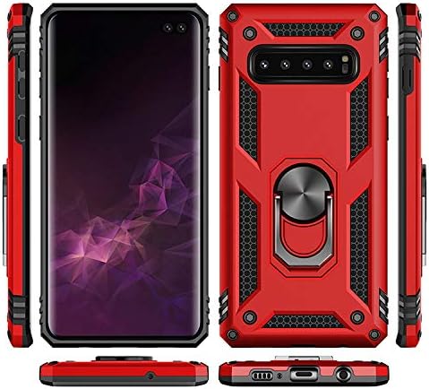 Military Grade Drop Impact for Samsung Galaxy S10 Plus Case 360 Metal Rotating Ring Kickstand Holder Built-in Magnetic Car Mount Armor Shockproof ...