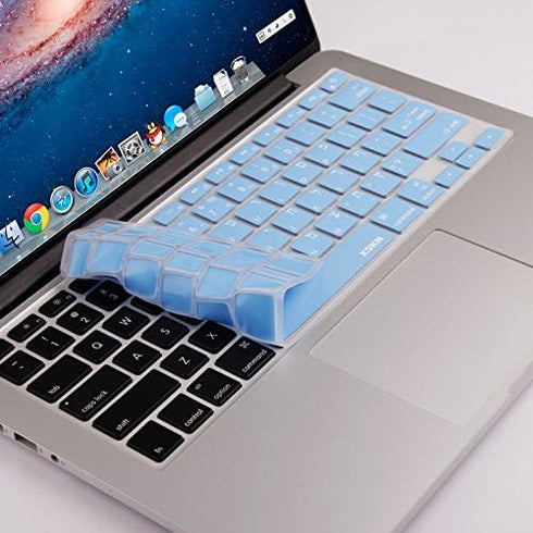 XSKN Hebrew Language Blue Color Silicone Keyboard Skin Cover Compatible with 2015 and Earlier Released MacBook Air 13 inch MacBook Pro 13 15 17 in...