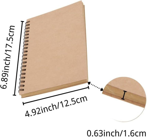 Mtsooning Kraft Paper Unlined Notebooks, 100Pages/50Sheets 6.89x4.92Inch Brown Cover Sketchbook Memo Diary Subject Journal Planner for Travelers S...