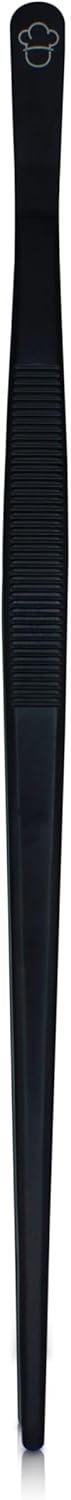 Titanized Stainless Steel Kitchen and Cooking Tweezer Tongs 10" by Pinch (Black)...
