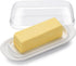Butter Dish with Clear Lid, Butter Keeper for Countertop, Airtight Butter Dish, Plastic Butter Keeper Tray for West/ East Coast Butter, Dishwasher...