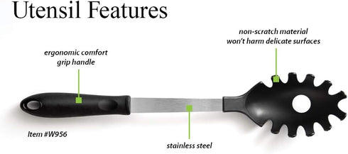 Rada Cutlery Non-Scratch Pasta Server - Heat Resistant Spaghetti Spoon – Pasta Fork Kitchen Utensil with Ergonomic Comfort Grip Handle - 13-1/4 In...