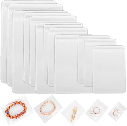 100PCS Jewelry PVC Storage Bags Self Seal Small Pouches Zipper Bag Clear Rings Earrings Packing Jewelry Transparent Lock Bags for Holding Jewelrie...