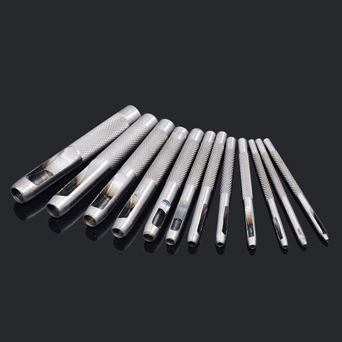 12pcs Kit Round Punch Hollow Punch Steel Chisel Leather Puncher .Cutting Tool for Belts, Metal gaskets, Leather, Canvas (1mm to 10mm)...