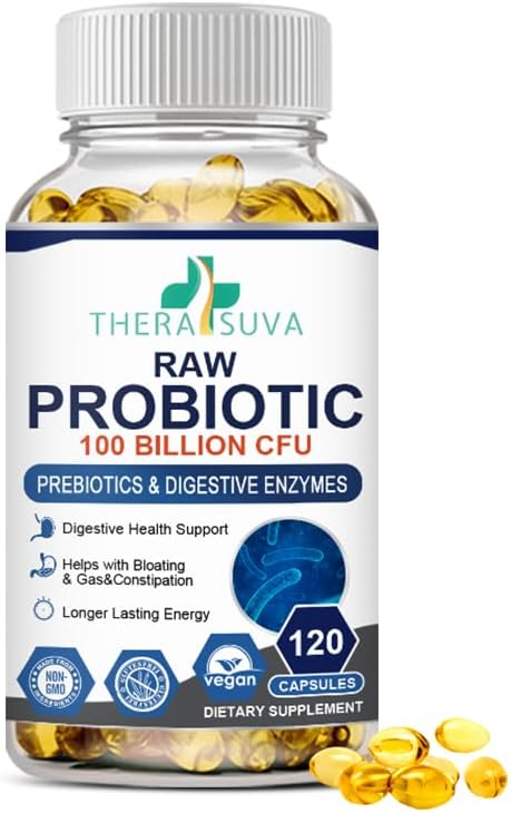 Probiotics 100 Billion CFU - 34 Strains + Organic Prebiotics Complex + Digestive Enzyme Complex + Fruit & Veggie Complex, Ultimate Gut Health Supp...