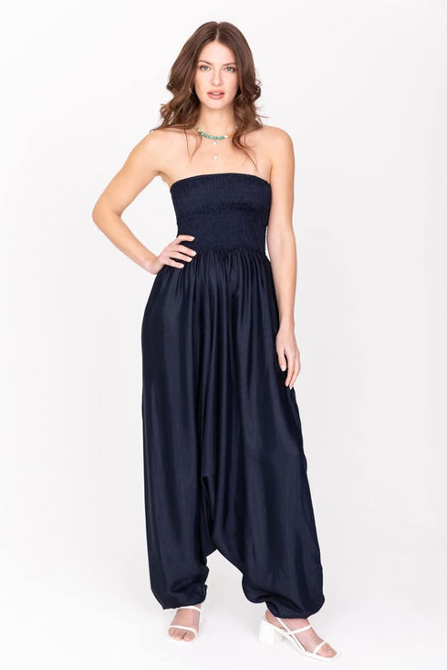 likemary Harem Jumpsuits for Women – Flowy 2-in-1 Romper Converts into Balloon Pants with Pockets in Silk Look Fabric...