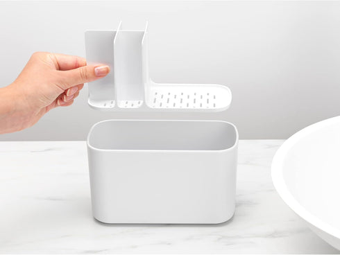 Brabantia Renew Bathroom Caddy (White) - Compartments for Toothbrushes, Toothpaste, Soap etc - Nonslip Base and Drainage Holes...
