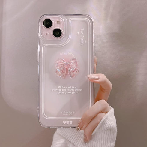 Ownest Compatible for iPhone 13 Cute 3D Pink Bowknot Slim Clear Aesthetic Design Women Teen Girls Camera Lens Protection Phone Cases Cover......
