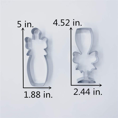 LILIAO Champagne and Champagne Glass with Ribbon Cookie Cutter for Wedding/Engagement - Stainless Steel...