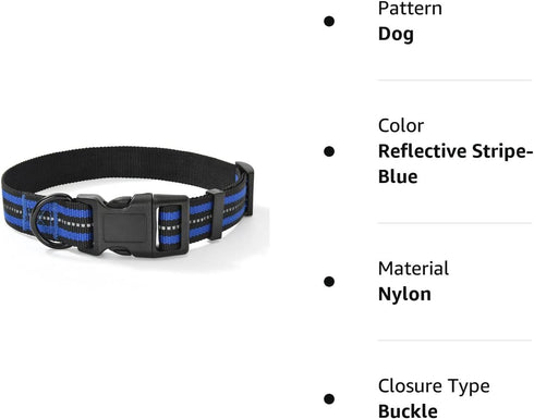 Mile High Life Reflective Dog Collar | Nylon Pet Collars wiith Buckle | Light Weight Puppy Collars | Blue Dog Collars for Medium Dogs (Blue, M)...