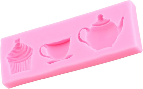 Tea Party Cake Mold Teapot Fondant Molds Tea Cup Silicone Mold for Cake Decorating Cupcake Topper Chocolate Candy Gum Paste Polymer Clay...