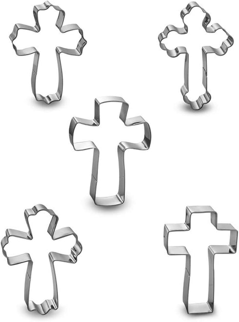 Cross Cookie Cutter 4 Inch Set -5 Pieces in Different Shapes Stainless Steel...