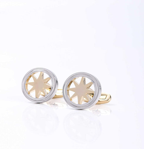 3D Compass Cufflinks Golden Compass with Silver Round Cufflinks For Men Graduation Gifts...