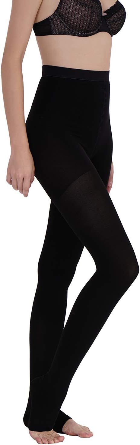 AMZAM® Medical Compression Pantyhose for Women Men, 15-20 mmHg Graduated Compression Tights, Opaque Toeless Compression Stockings Waist High Suppo...