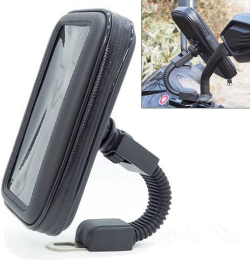 Motorcycle Universal Phone Mount Holder Waterproof Motorcycle Cell Phone Holder with Rain Cover 360° Rotation Motorbike Rearview Mirror Mount, fit...