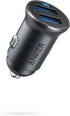 Anker 320 Car Charger (24W II), Mini Aluminum Alloy Dual USB with Blue LED for iPhone15 14 13 12 Series, iPad Pro/Air 2/Mini, Galaxy and More - No...