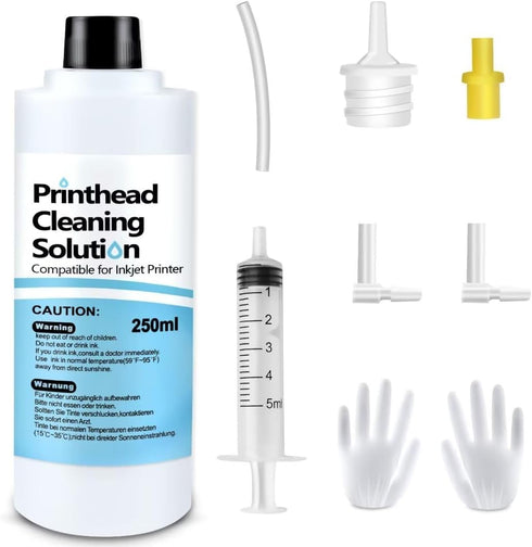 Absonic Printhead Cleaning Kit for Epson, 250mL Printer Cleaning Kit for Inkjet Printer, Print Head Cleaning Kit for HP, Canon Inkjet, Printer Hea...