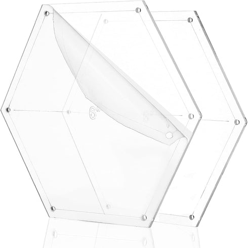 BENECREAT 6Pcs Hexagon Quilting Template Transparent Pressure Plate(Hole: 3mm) with 6 Mixed Size...