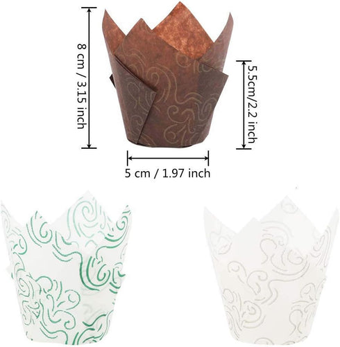 150Pcs/Pack Cake Mold Muffin Cupcake Paper Cups Tulip Cup Cakes Paper Cases Oilproof Cupcake Liner Wrapper Baking Cups Holders...