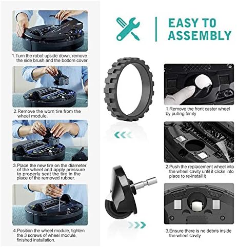 Front Caster Ball Wheel & Drive Wheel Tires Compatible with IRobot Roomba S Series S9 (9150) S9+ S9 Plus (9550) Robot Vacuum Cleaner Accessories R...