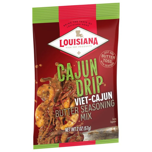 Louisiana Fish Fry Cajun Drip 2oz Bag - Seafood Seasoned Butter Sauce - Elevate your boiled seafood game with Louisiana Fish Fry Cajun Drip (Cajun...