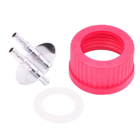 316 Stainless Steel Medium 2-Port Vent Assembly, for GL45 Universal Laboratory Glass Bottles, High Temperature PBT, 45 mm, GL45_M2...