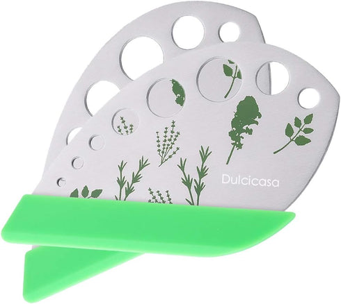 Herb Stripper 9 Holes, Pack of 2, Stainless Steel Herb Cutter with Safety Cover for Kale, Chard, Collard Greens, Thyme, Basil, Rosemary, Kitchen H...