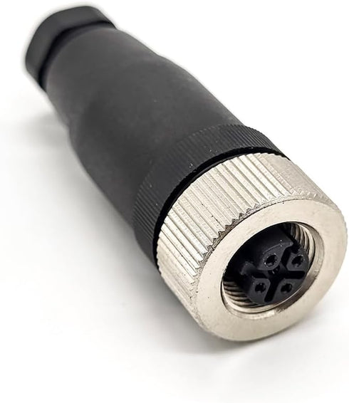 M12 Field Wireable Connector 4 Pin Straight Cable Mount Aviation Plug Waterproof IP67 Industrial Circular Sensor Connector (Female, D Code)...