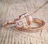 18k Rose Gold Plated Ring Set with Micro-Set Engagement Ring Women (7)...
