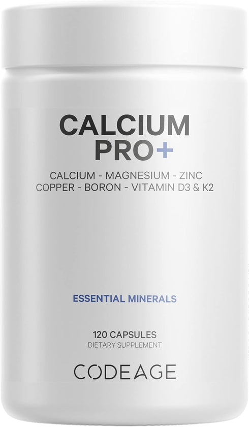 Codeage Calcium 500mg Supplement + Magnesium Zinc Copper Boron - Elemental Calcium Vitamin D3 Vitamin K2 - Bones Teeth Immune System Support Pills...
