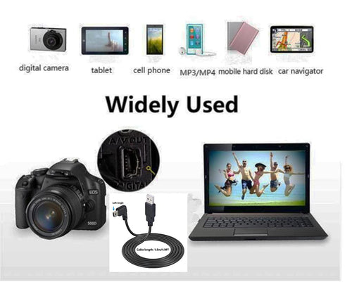 90 Degree Mini USB Cable Angle Mini 5pin USB B Male to USB 2.0 Male Data Sync Charging Extension Cable for GPS Dash Cam Black Left Angle 4.9FT......