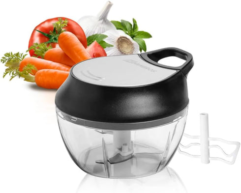 Manual Food Processor Vegetable Chopper, Portable Hand Pull String Garlic Mincer Onion Cutter for Veggies, Ginger, Fruits, Nuts, Herbs, etc., 2 Cu...