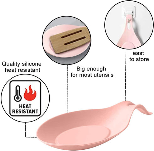 3 Pack Silicone Spoon Rest for Stove Top, Heat Resistant Kitchen Utensil Rest, Sturdy Silicone Spoon Holder for Kitchen Utensils Spatula,Tongs,Lad...