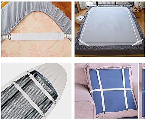 Goodtimes Ironing Board Cover Clips, Adjustable Ironing Board Pad Braces Fasteners Mini Suspenders - Keep Cover Flat and Secure Tention Clips...