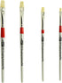 ZEM Brush Chungking Deluxe White Hog Bristle Interlocked Flat Artist Brush Set Sizes 2,4,6,8...