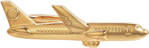 Yoursfs Cool Airplane Tie Clips For Men Personalized Skinny Stainless Steel Gold Silver Aircraft Tie Clasp For Mens Accessories Jewelry Gift...