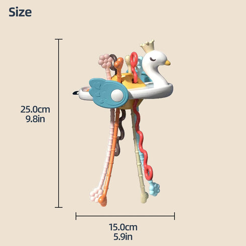 Baby Pull String Activity Toy with Bubble Pop & Teether, Montessori Toys for Babies 6 9 12 Months, Silicone Sensory Toys for Toddlers 1-3, Travel ...