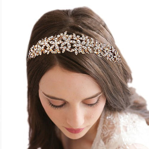 EVER FAITH Wedding Austrian Crystal Hair Accessory for Women, Birdal Flower Cluster Headband for Bride BRidesmaid Clear Gold-Tone...