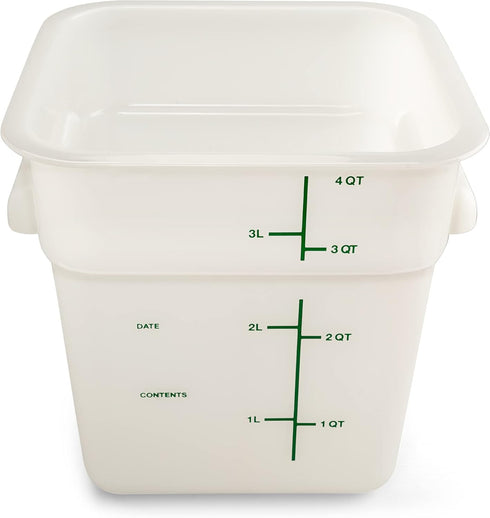 Carlisle FoodService Products Squares Square Food Storage Container with Stackable Design for Catering, Buffets, Restaurants, Plastic, 4 Quarts, W...