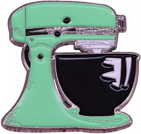 Cake Mixer Enamel Pin, Kitchen Appliance Enamel Pin, Cute Mint Green Pin for Bakers, Chefs, and Cooking Enthusiasts, 1.25 Inches Tall and 1 Inch W...