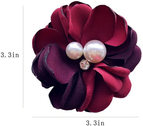 Large Fabric Flower Brooch Flower Pearl Brooch Pins for Women Camellia Rose Brooch Pins Dainty Handmade Hair Clip Flower Brooch for Wedding Party...