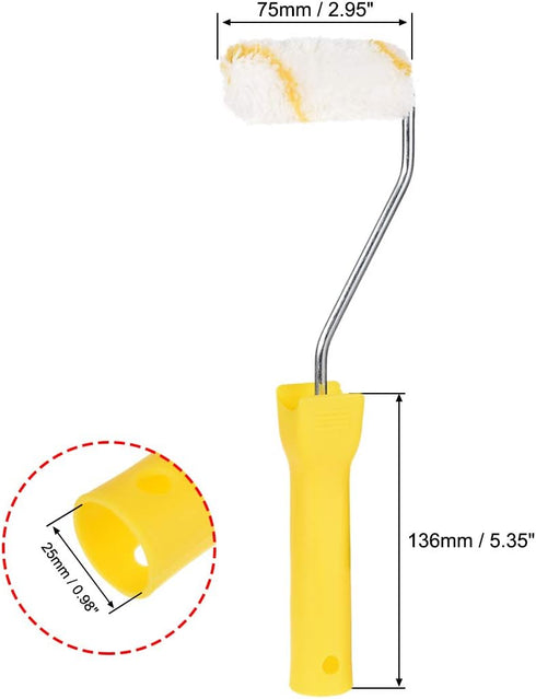 uxcell 6xPaint Roller Brush 3 Inch 76mm for Household Wall Painting Treatment with 1 Plastic Handle...