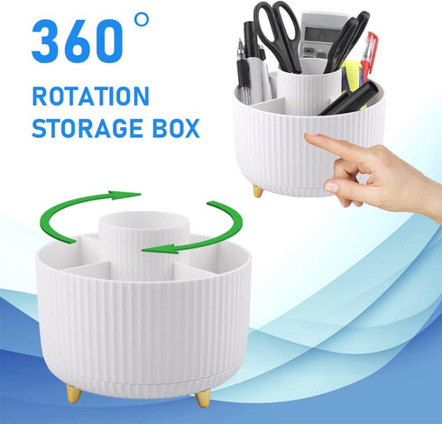 Makeup Brush Organizer,With A Stainless Steel Makeup Sponge Holder,360° Rotating Makeup Organizer,5 Slot Makeup Brushes Cup,Cosmetic Storage,Desk ...