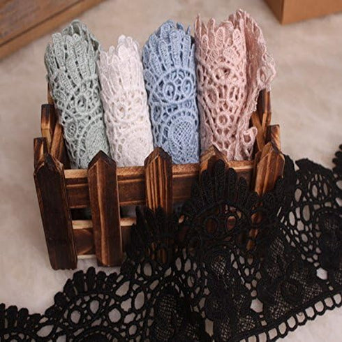 8CM Width Europe Crown Pattern Inelastic Embroidery Lace Trim,Curtain Tablecloth Slipcover Bridal DIY Clothing/Accessories.(4 Yards in one Package...