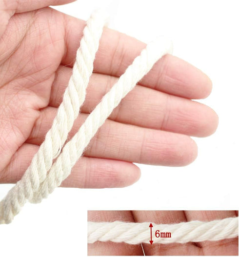 164ft Natural Cotton Rope Cord 1/4 inch Thick for Making Rope Wrapped Jars, Vase, Rope Bucket, Lamp, Coaster, DIY Rope Craft Project...
