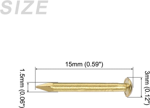 Small Nails (1.5x15mm) 60pcs, Brass Tiny Hardware Nails - for Household Woodworking, Brass Tone...