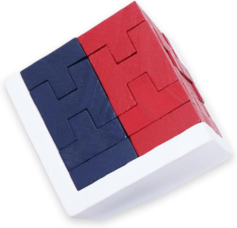 Wooden Brain Teaser Puzzle Cube Wooden Puzzles T-shaped Jigsaw Logic Puzzle Educational Toy for Kids and Adults by AHYUAN (Red and Black)...